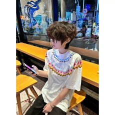 现货原版胶印花+纯棉220克100棉食毛+手感原版做法牛角袖t恤男