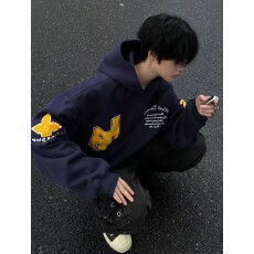 成品现货 原版做法 纯棉华棉复合320克布面+手感字母刺绣连帽卫衣