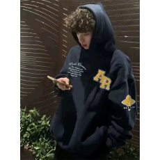 成品现货 原版做法 纯棉华棉复合320克布面+手感字母刺绣连帽卫衣