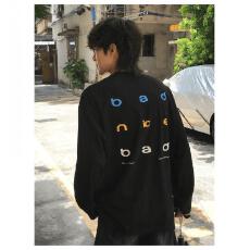 批发成品 原版做法纯棉220克19支食毛+手感不规则五线印花长袖T恤