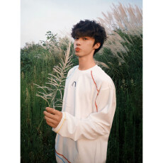 批发成品 原版做法纯棉220克19支食毛+手感不规则五线印花长袖T恤