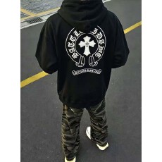 成品现货 320克纯棉华棉复合布面+手感刺绣+十字架金属卫衣男