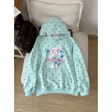 成品现货 320克纯棉华棉复合布面+手感印花+5个发夹波点卫衣女