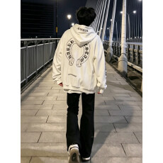 批发成品现货 320克纯棉华棉复合布面+手感（整件印花）卫衣外套男