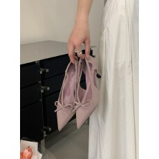 批发法式少女蝴蝶结尖头高跟网红爆款