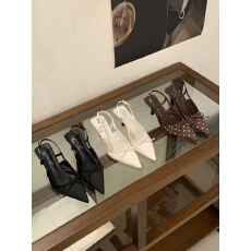 新款尖头高跟气质不累脚褶皱细跟单鞋包头凉鞋