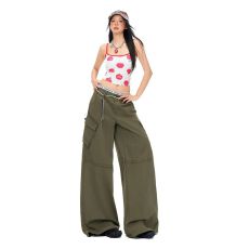 批发｜ 美式高街工装<b class='q'>牛仔裤</b><b class='q'>女</b>设计感高腰宽松阔腿<b class='q'>裤</b>