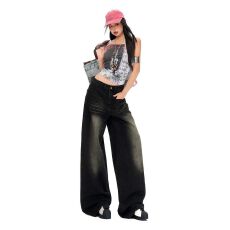 批发｜ 美式直筒阔腿<b class='q'>牛仔裤</b>新款宽松显瘦垂感拖地裤