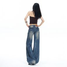批发<b class='q'>提</b><b class='q'>臀</b>低腰微喇叭牛仔<b class='q'>裤</b>女2026秋季新款美式复古水洗扎染显瘦<b class='q'>裤</b>子