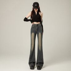 批发微喇牛仔裤女春秋2026年新款复古马蹄裤子美式修身<b class='q'>高腰</b>喇叭裤春秋
