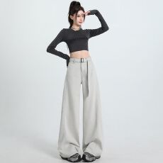 批发美式高街阔腿<b class='q'>牛仔裤</b>女2026新款高腰慵懒松驰垂感直筒拖地裤子