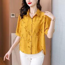 批发2025年<b class='q'>夏装</b>女装新款衬衫上衣小衫半袖休闲衬衣短袖中年妈妈潮流