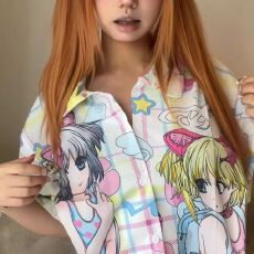 批发日系网红睡衣女夏季新款可爱卡通薄款短袖软妹少女ins家居服套装