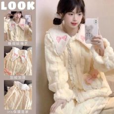 批发珊瑚绒睡衣女款冬季加厚保暖公主风甜美套装冬天法兰绒少女家居<b class='q'>服</b>