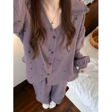 批发韩范ins风碎花睡衣女士春秋长袖纯欲<b class='q'>蕾丝</b>家居服<b class='q'>套装</b>可外穿