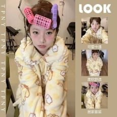 批发<b class='q'>韩国</b>可爱女冬季新款布丁狗保暖法兰绒长袖长裤家居服套装