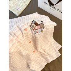 批发春秋季2026新款睡衣女款针织皱长袖长裤条纹<b class='q'>可爱</b>腊肠狗家居服套装