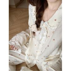 批发少女纯欲蕾丝边春秋季睡衣2026新款长袖长裤<b class='q'>小熊</b>两件套家居服套装