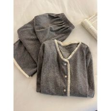 批发日系甜美蕾丝德绒女睡衣2026秋冬新款舒适亲肤长袖长裤家居服<b class='q'>套装</b>