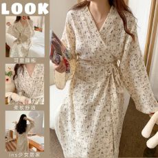 批发卡通可爱小兔子日系ins睡袍浴袍睡裙睡衣女款春秋季长袖家居服冬