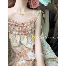 批发<b class='q'>吊带</b>性感睡衣女款蕾丝花边碎花<b class='q'>睡裙</b>绑带可调节外穿少女ins家居服