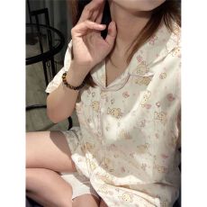 批发ins风轻松熊<b class='q'>睡衣</b>夏天2026新款卡通短袖短裤少女云朵棉家居服套装