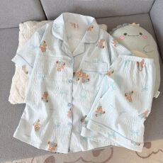 批发软萌小熊云朵棉夏季<b class='q'>睡衣</b>女2026新款短袖短裤<b class='q'>可爱</b>卡通家居服套装