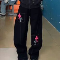 批发复古工装牛仔裤男秋冬款宽松直筒阔腿痞帅高级感<b class='q'>裤子</b>潮流美式高街