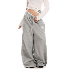 批发侧边刺绣美式阔腿卫裤男女宽松慵懒风垂坠感<b class='q'>休闲</b>裤潮