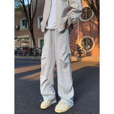 批发<b class='q'>男</b>士浅灰色重磅卫裤<b class='q'>男</b>秋季宽松直筒裤子休闲阔腿裤<b class='q'>运动</b>裤2025新款