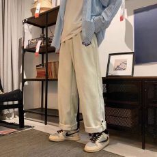 批发灯芯绒<b class='q'>裤子</b><b class='q'>男</b>秋冬季ins韩版潮流宽松休闲裤学生运动卫裤帅气长裤