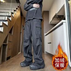 批发男士黑色垂感裤子男春秋宽松直筒裤弯刀裤2025新款休闲裤