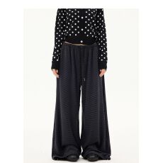 批发Free Sonata美式条纹星星贴布休闲裤女复古慵懒垂感拖地阔腿裤潮