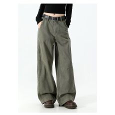 批发棕色慵懒裤子<b class='q'>男</b>款秋冬美式宽松直筒阔腿松弛感工装嘻哈设计休闲裤