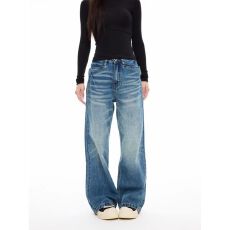 批发复古水洗竹节纹<b class='q'>牛仔裤</b><b class='q'>男</b>女cleanfit宽松直筒休闲痞帅裤子