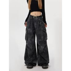 批发Remedie美式复古<b class='q'>迷彩</b>蛇纹工装<b class='q'>裤</b>高街直筒阔腿<b class='q'>裤</b>子hiphop休闲长<b class='q'>裤</b>