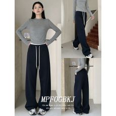 批发灰色卫裤女2024春秋薄款阔腿裤束脚长裤子