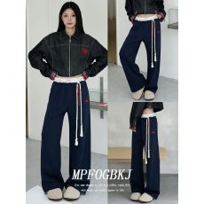 批发2025新款百搭撞色卫裤春秋款垂感直筒<b class='q'>休闲裤</b>宽松潮