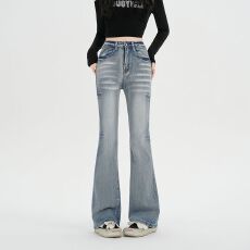 批发实拍实价~复古低腰窄版直筒牛仔<b class='q'>裤</b>女秋冬新款<b class='q'>修身</b>显瘦微喇长<b class='q'>裤</b>子