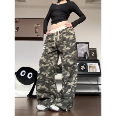 批发）印花迷彩直筒卫裤男女秋季潮牌抽绳宽松阔腿裤