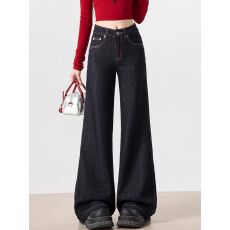 批发非实拍辣妹宽松复古牛仔裤女高街刺绣显瘦直筒阔腿长裤潮