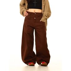 批发美拉德穿搭棕色慵懒直筒牛仔裤女秋冬2025新款高腰显瘦宽松阔腿裤