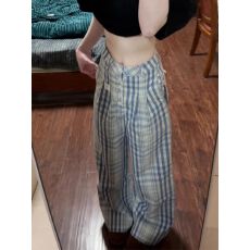 批发美式复古格子阔腿裤女2026夏季新款高腰宽松直筒工装休闲裤