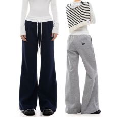 批发美式新款运动微喇卫裤男女春季撞色腰显瘦休闲裤慵懒松弛感长裤子