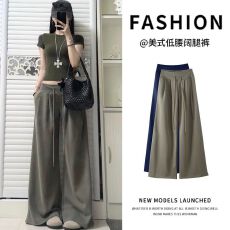 批发军绿色阔腿裤女夏季2026新款低腰宽松垂感休闲慵懒显瘦春秋运动裤