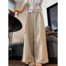 批发卡其色阔腿裤垂坠感高级感休闲裤女大码胖mm巨好看裤子梨形报恩裤