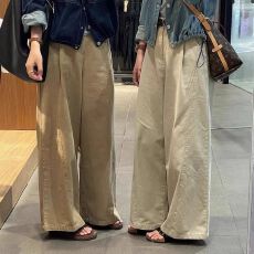 批发卡其色直筒裤女士秋季新款梨形高腰遮胯休闲工装阔腿裤