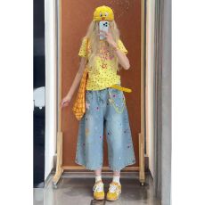 批发复古辣妹牛仔七分裤女小个子低腰显瘦直筒阔腿<b class='q'>热裤</b>