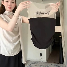 批发【带胸垫+滴胶凹凸<b class='q'>图案</b>+肤色网】性感网纱字母抹胸露肩<b class='q'>背心</b>T恤