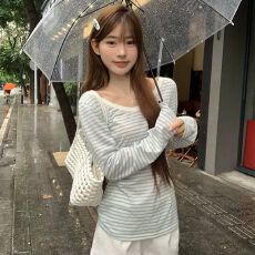 批发莱赛尔面料抖音原版做法条纹v领薄纱防晒罩衫女设计感上衣